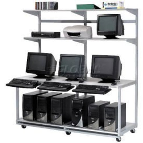 Global Equipment 72" Computer LAN Workstation, 72"W x 30"D x 74"H, Gray, Unassembled 651319